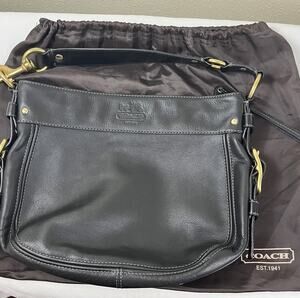 Coach Legacy Zoe Leather Hobo Shoulder Bag Black Style 12671 Brass Dust Bag